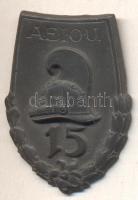 Osztrák-Magyar Monarchia ~1916. "15. Dragonyos hadsereg A.E.I.O.U." cink sapkajelvény (34x25mm) készítő: Atelier Gurschner Wien Lindeng 9.; tű nélkül T:2 Austro-Hungarian Monarchy ~1916. "11. ARMEE TIROL 1916" zinc cap badge (38x34mm) maker: Atelier Gurschner Wien Lindeng 9; without pin C:XF
