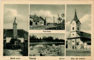 Tárnok strand, katolikus templom, Hősök szobra (kis szakadás / small tear)