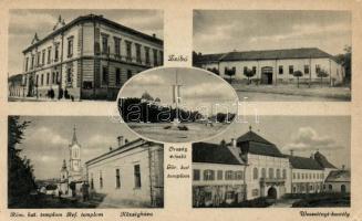 Zsibó town hall, Wesselényi castle, churches, country flag (EK)