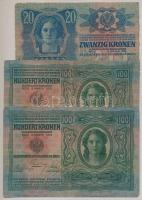 1912. 20K + 100K "Magyarország" körbélyegzéssel (egy kivételével) + mindegyiken "FELÜ...