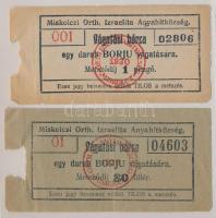 1930. 1P + 80f "Miskolczi Orth. Izr. Hitközség" vágatási bárca T:III