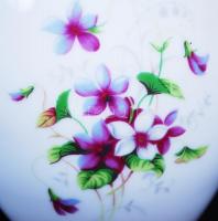 Hollóházi virág mintás vázák, jelzettek, hibátlanok, matricásak, összesen: 3 db m:14, m:17 (2×)/Holl...