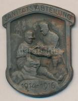 Osztrák-Magyar Monarchia 1914-1916. "Szanitéc Osztag" bronzozott cink sapkajelvény (43x34mm) készítő: ARKANZAS BP., tű nélkül T:2 Austro-Hungarian Monarchy 1914-1916. "SANITATS ABTEILUNG 1914-1916" bronze-plated zinc cap badge (43x34m) maker: ARKANZAS BP., without pin C:XF