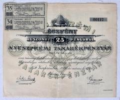 1926. "Veszprémi Takarékpénztár" 25P értékű részvény (3x) + 3db Államadóssági kötvény T:II...