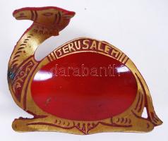 Jerusalem feliratú, bronz hamutartó és szalvétatartó / 
Souvenire bronze ashtray and napkin holder f...