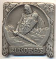 Osztrák-Magyar Monarchia 1916. "21. Hadtest" ezüstözött tombak sapkajelvény (30x30mm) szig...