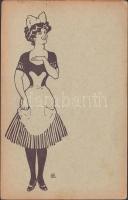 Maid, Kner Izidor postcard s: Geiger R.