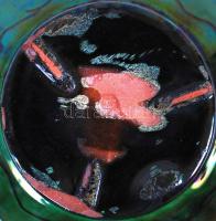 Népművészeti mázas kerámia vázácska (a fenekén apró lepattogzások) / 
Folkloristic ceramic vase (min...