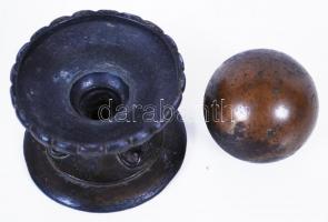 Bronz golyó fém állvánnyal, 10cm