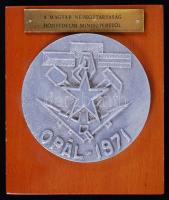 1971 &quot;Opál - A Magyar Népköztársaság Honvédelmi Miniszterétől&quot; katonai plakett, 11x13cm