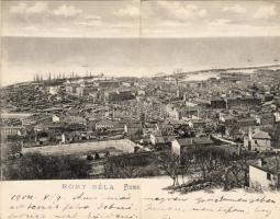 1904 Fiume hosszúcímzéses panorámalap (beszakadás a hajtásnál)