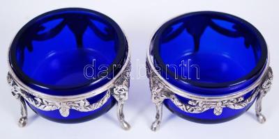 cca 1900 Kosfejekkel díszített, 800-as tisztaságú, német hold-korona jelzéssel ellátott, ezüst (Ag) ...