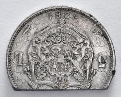 Románia 1881. 5L hamisítványa, félbe vágva érvénytelenítve T:3