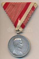 1917. Ezüst Vitézségi Érem II. osztálya "Fortitudini / IV. Károly" mellszalaggal Szign.: Kautsch (40mm) peremen jelzéssel T:2- ph. Hungary 1917. Silver Medal for Bravery II class, on wartime ribbon Sign.: Kautsch, with hallmark on edge C:VF edge error