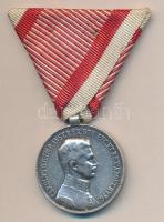 1917. Ezüst Vitézségi Érem II. osztály "Fortitudini / IV. Károly" mellszalaggal Szign.: Kautsch (40mm) T:2- Hungary 1917. Silver Medal for Bravery II class, on wartime ribbon Sign.: Kautsch C:VF