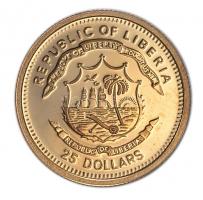 Libéria 2005. 25$ Au "Benyovszky Móric" (1.23g/0.999) T:PP Tanúsítvánnyal
Liberia 2005. 25...