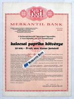 1988. "MERKANTIL BANK" A Kalocsakörnyéki Agráripari Egyesülés kalocsai paprika kötvénye 10.000Ft-ról "MINTA" 000000-ás kötvényszám