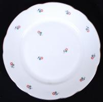 Csehszlovák jelzett 6 személyes tányér készlet: 6 db mélytányér, 6 db lapostányér, 6 db süteményes-t...