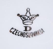 Csehszlovák jelzett 6 személyes tányér készlet: 6 db mélytányér, 6 db lapostányér, 6 db süteményes-t...