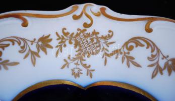 Német, Weimar echt Kobalt áttört mélytányér, kézzel festett, jelzett, hibátlan, d:21 cm/ German Weim...