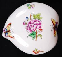 Herendi Viktória mintás szívecskés ékszeres doboz, kézzel festett, jelzett, hibátlan, 8×8 cm / Heren...