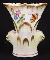 Kézzel festett aranyozott Viktória-mintás jelzett Herendi porcelán fogpiszkálótartó / Handpainted He...