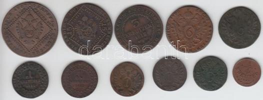 Ausztria/magyar verdejel 1800S 1Kr (4x) + 3Kr + 6Kr + 15Kr + 30Kr + 1812S 1Kr (2x) + 3Kr + 1816S 1/4Kr T:2,2-,3,3-