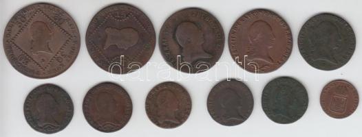 Ausztria/magyar verdejel 1800S 1Kr (4x) + 3Kr + 6Kr + 15Kr + 30Kr + 1812S 1Kr (2x) + 3Kr + 1816S 1/4...