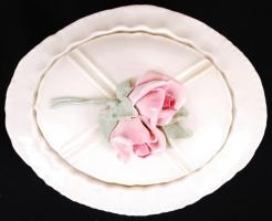 Kézzel festett rózsás jelzett ENS porcelán bonbonier (apró sérülés a rózsán) /
Handpainted  ENS chin...