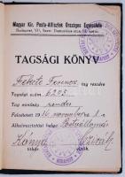 1936 Magyar kir. Posta Altisztek Országos Egyesülete tagsági könyv