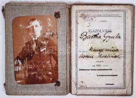 1918 Bartha Gyula, a világot megkerülő Bartha-Sulkowszky páros tagjának személyazonossági igazolványa