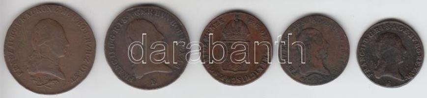 Ausztria/magyar verdejel 1800E 1Kr + 3Kr + 6Kr + 1812E 1Kr + 1816E 1Kr T:2,2-,3
