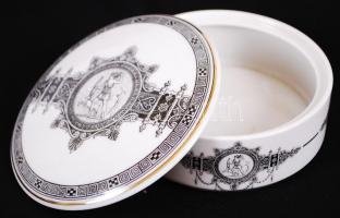Hollóházi porcelán bonbonier, matricás, jelzett, hibátlan, d:12 cm / Hollohaza porcelain bonbonier