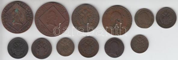 Ausztria 1800A 1/2Kr + 1Kr + 6Kr + 15Kr + 30Kr + 1851A 1/2Kr (2x) + 1Kr (4x) + 3Kr T:2,2-,3
Austria ...