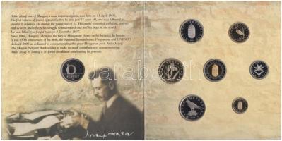 2005. 1Ft-100Ft 7klf db + 10Ft "József Attila" dísztokos szettben T:PP