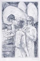 4db, jelzett, szocreál rézkarc: Francsics József, M. Tóth István, stb., 28,5x41cm