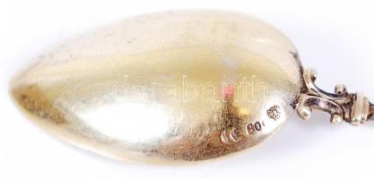Aranyozott ezüst (Ag.) díszkanál, jelzett, nettó: 10,2 g, h:11 cm / Gold plated silver coffeespoon