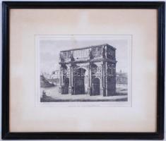 cca 1843 V. Marchi - Alessandro Moschetti: Arco di Costantino. Rézkarc, üvegezett keretben /  Copper etching, framed, 42x36cm