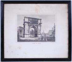 cca 1843 F. Cicconelli - Alessandro Moschetti: Arco di Tito. Rézkarc, üvegezett keretben /  Copper etching, framed, 42x36cm