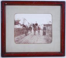 1898 K.u.k. lovas katonák, Kis Antal kőszegi műterméből, üvegezett keretben /  Austro-Hungarian soldiers, framed, 35x40cm