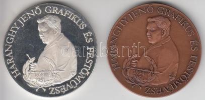 Bozó Gyula (1913-2004) 1994. "Haranghy Jenő grafikus és festőművész" Br és ezüstözött Ffém...