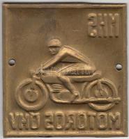 ~1950. "MHS(Magyar Honvédelmi Sport Szövetség) Motoros ÖHV" szögletes lemez jelvény, felva...