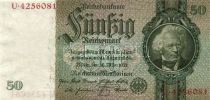 Német 3. Birodalom 1933. 50M (3x) egymásutáni hétjegyű sorszámmal és Hansemann vízjellel T:I
German ...