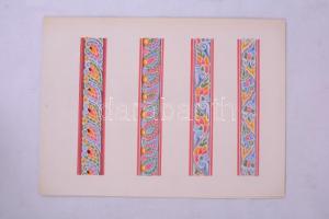 cca 1950 Mongol dekorációs motívum gyűjtemény 90 lapon, mappában (2 lap hiányzik) / 
Mongolian ornam...