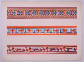 cca 1950 Mongol dekorációs motívum gyűjtemény 90 lapon, mappában (2 lap hiányzik) / 
Mongolian ornam...