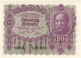 Ausztria 1922. 20K (4x) egymásutáni sorszámmal T:I-,II+
Austria 1922. 20 Kronen (4x) with sequential...