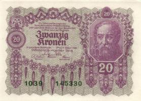 Ausztria 1922. 20K (4x) egymásutáni sorszámmal T:I-,II+
Austria 1922. 20 Kronen (4x) with sequential...