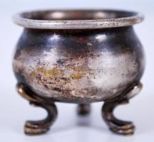 Ezüst (Ag.) mokkáskanál, jelzett, nettó: 6,3 g, h: 11 cm, + fém fűszertartó üveg betét nélkül / Silv...