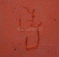 Iparművész J.J. jelzéssel: Halak. Mázas kerámia fali kép, 16×30 cm