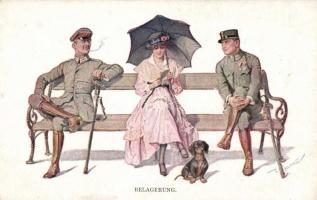 &#039;Belagerung&#039;, Flirting officers, artist signed